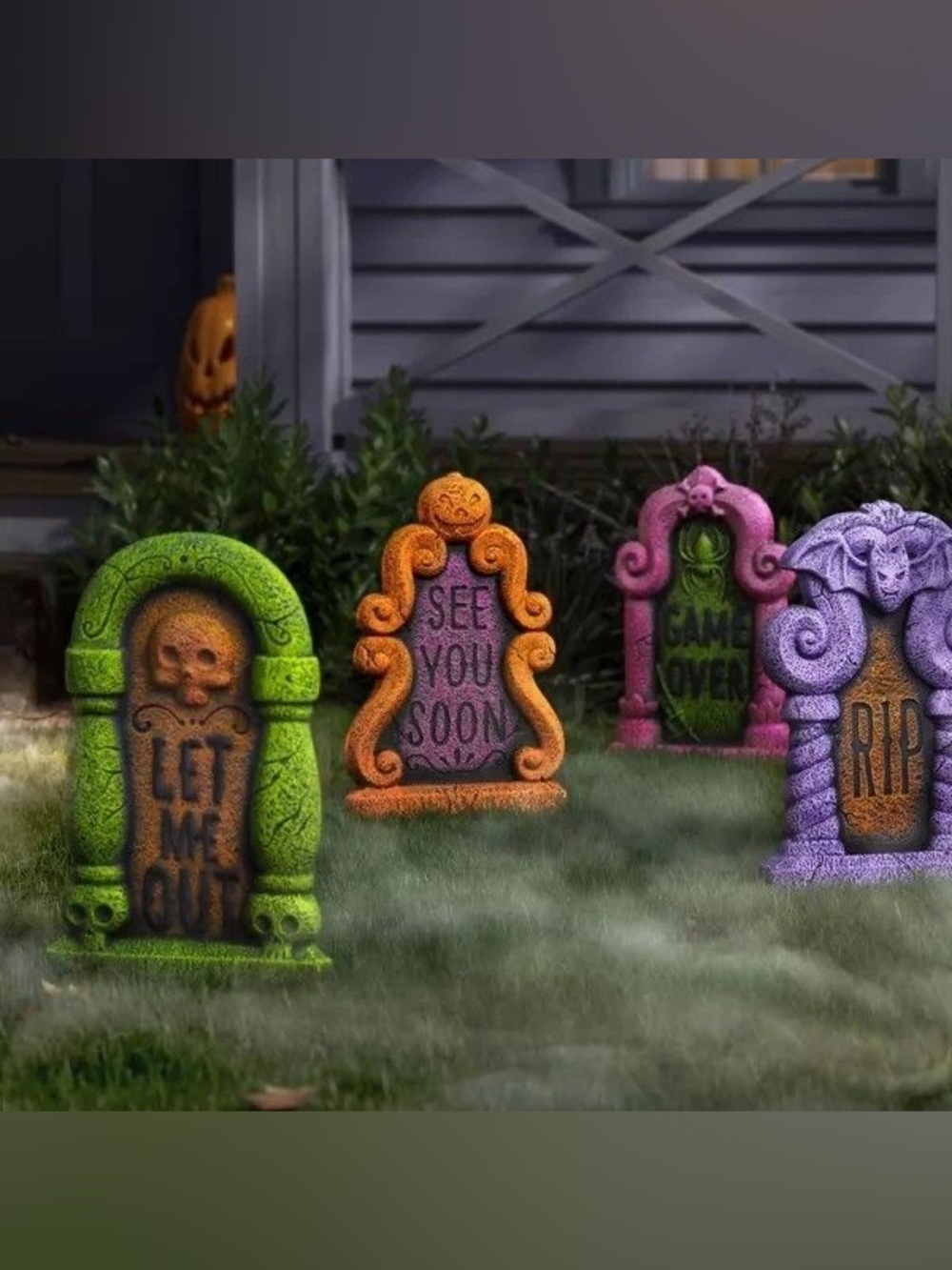 4 Tombstones Halloween Decor Hyde & EEK! NWT